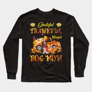 Basset Hound Pumpkin Thankful Grateful Blessed Dog Mom Long Sleeve T-Shirt
